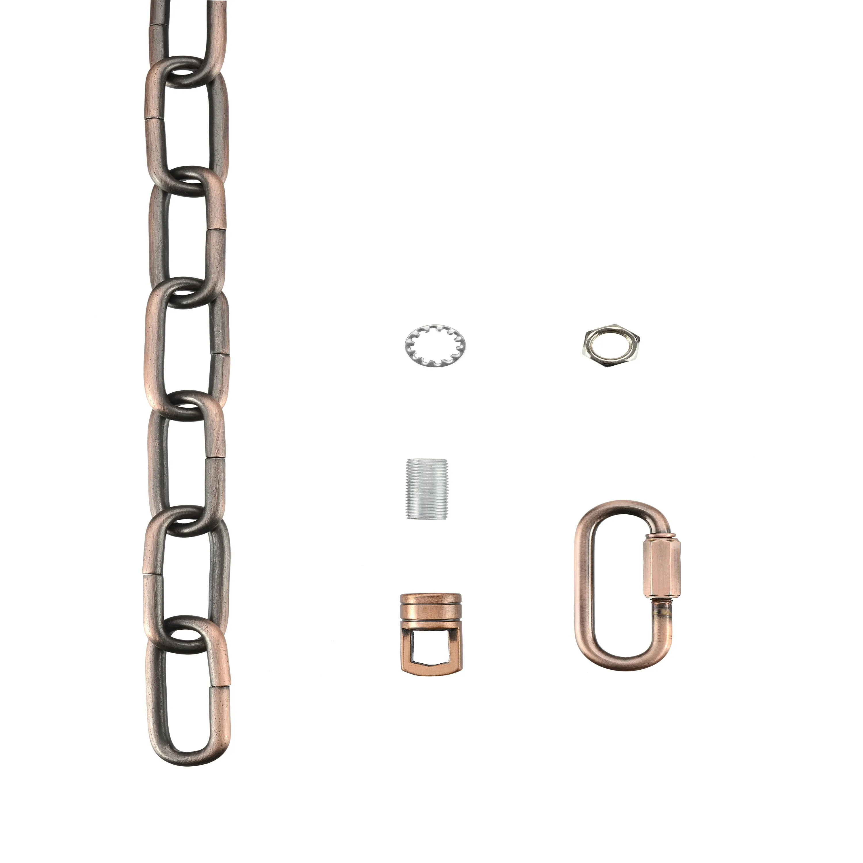 # 21119-01,Steel 1 Feet Heavy Duty Chain & Quick Link Connector for Hanging Up Maximum Weight 120 Pounds-Lighting Fixture/Swag Light/Plant in Bronze.6 Gauge.