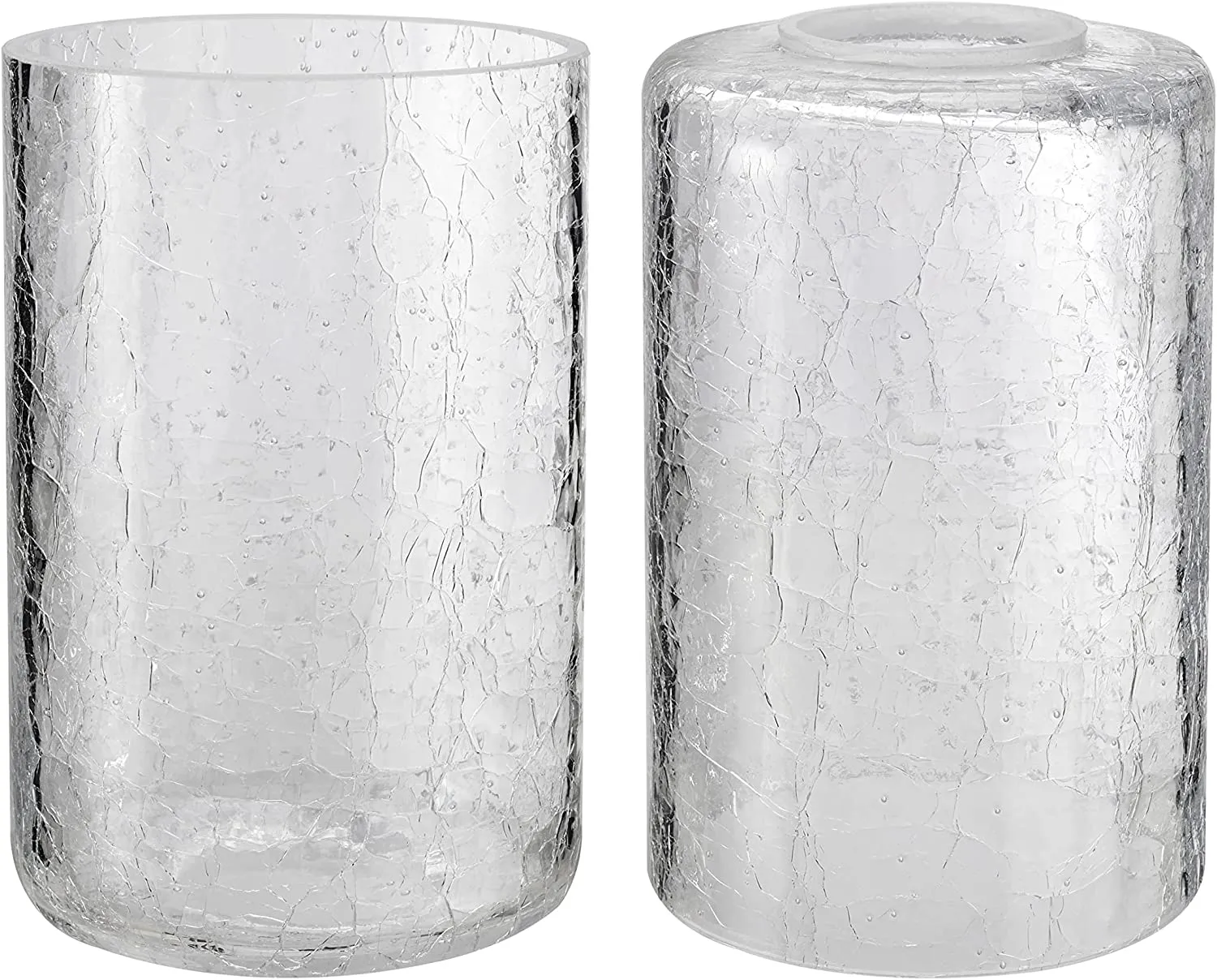 # 23614, Clear Cylinder Cracked Glass Shade.3-1/2"Dia x 5-3/4"H / Center Hole: 42mm. Sold in 1 / 2 / 3 & 4 Pack.