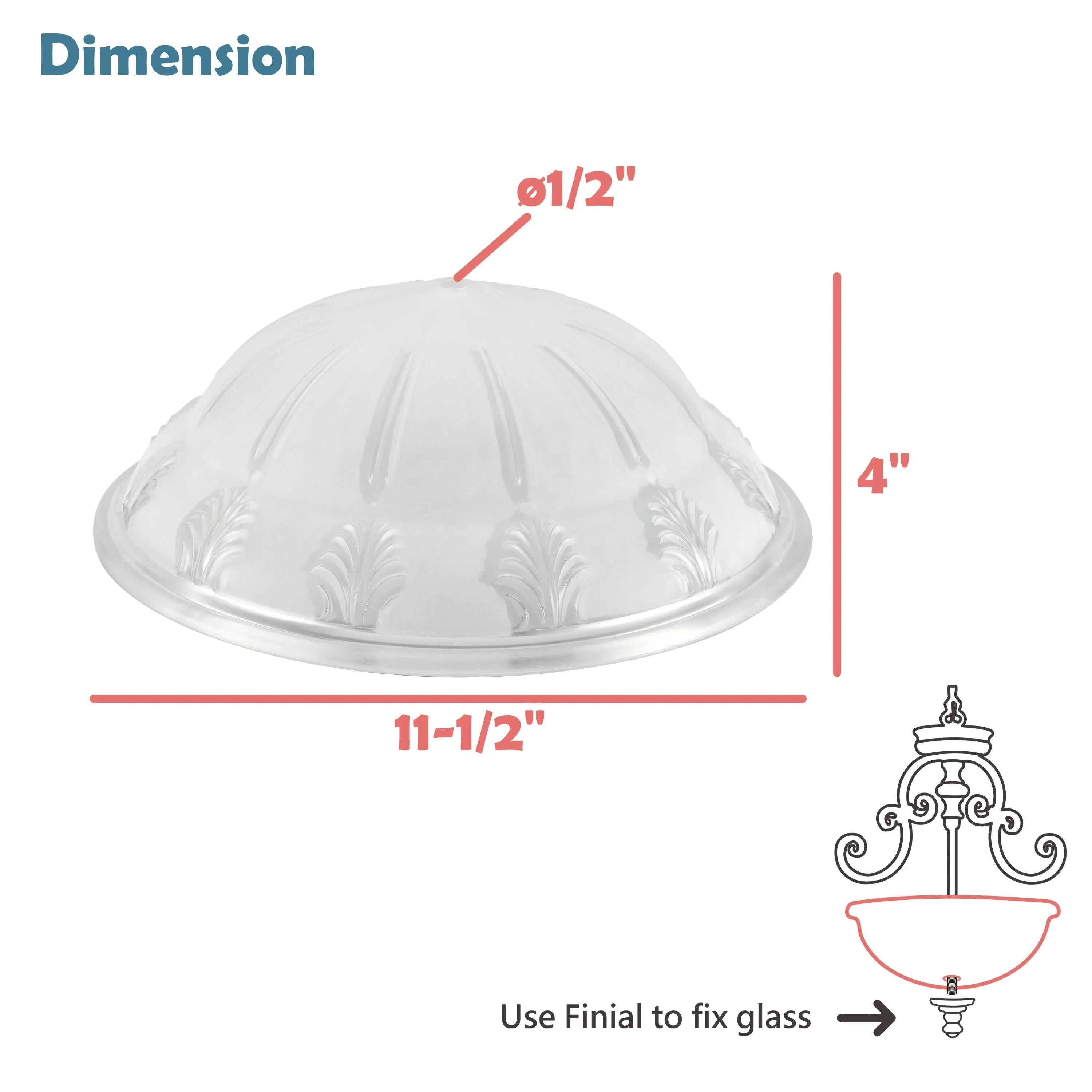 # 25004-68-1, Flush/Semi-Flush Mount 2-Tone Clear & Sandblasted Glass Shade, 1/2" Center Hole, 11-3/4" Diameter x 3-7/8" Height