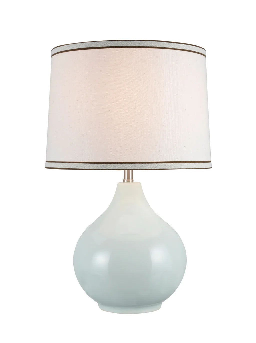 # 40062-1, 21" High Traditional Ceramic Table Lamp, Pale Sea Green Finish with Hardback Empire Shaped Lamp Shade in Off White, 13" Wide