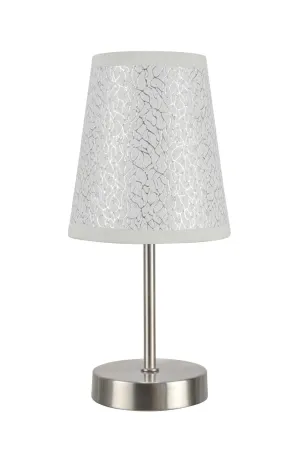 # 40085-8 One Pack Set - 1 Light Candlestick Table Lamp, Contemporary Design, Satin Nickel with Silver Design Shade, 10" High