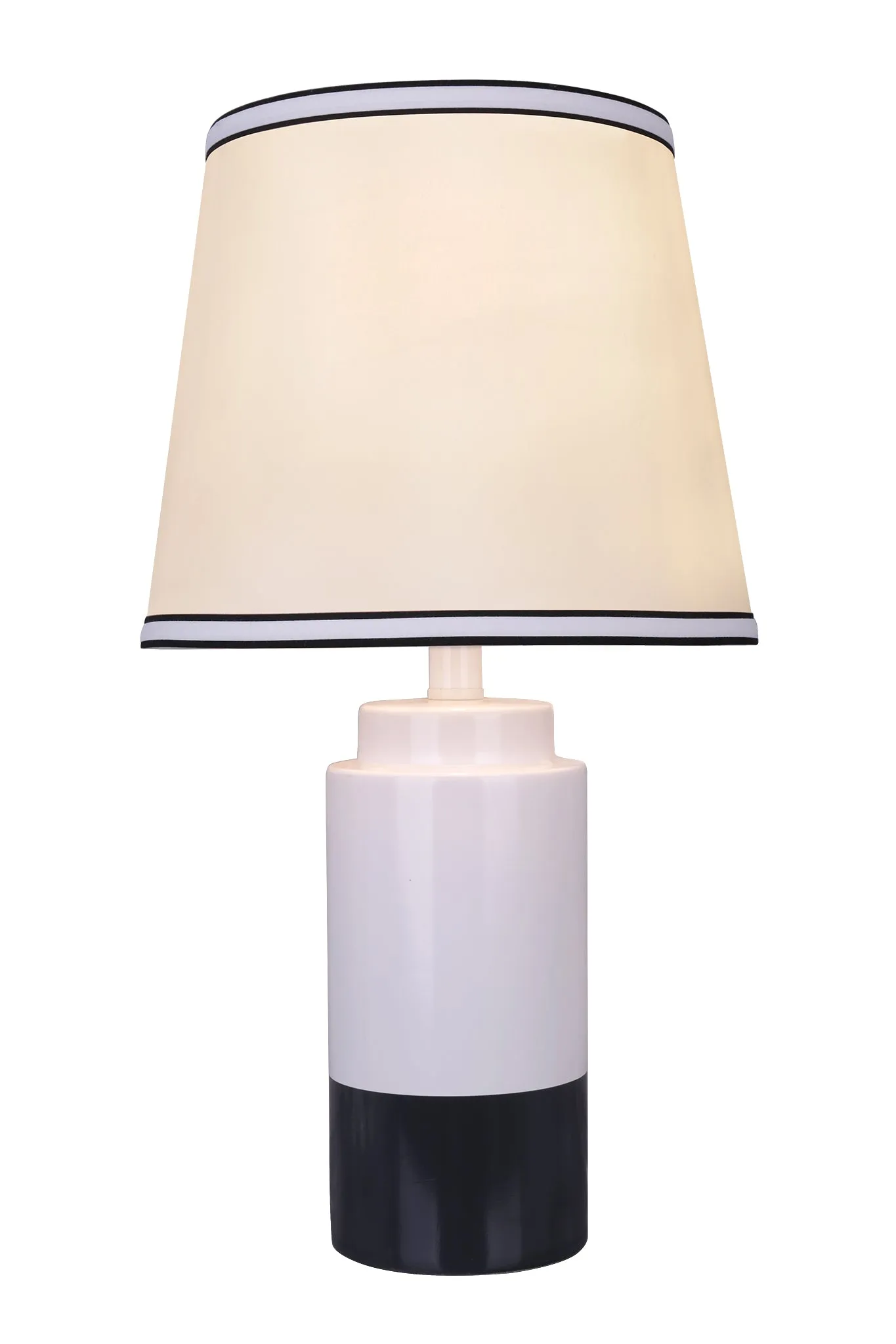 # 40114-32, Two Pack Set - 18 1/2" High Traditional Ceramic Table Lamp, Off White & Black and Empire Shaped Lamp Shade in Off White, 10" Wide