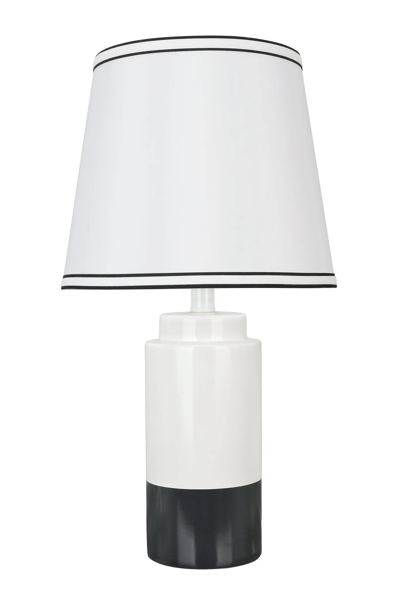 # 40114-32, Two Pack Set - 18 1/2" High Traditional Ceramic Table Lamp, Off White & Black and Empire Shaped Lamp Shade in Off White, 10" Wide