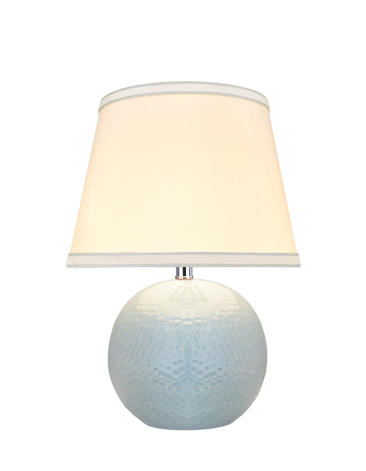 # 40193-11, 15" High Transitional Ceramic Table Lamp, Green/Blue and Hardback Empire Shaped Lamp Shade in White, 10" Wide