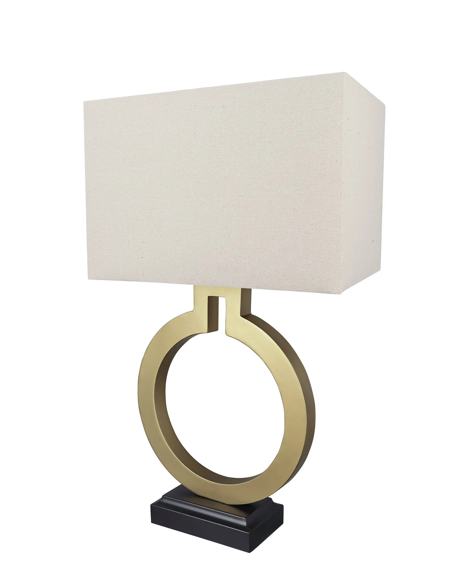 # 40202-11, 27" High Transitional Metal Table Lamp, Gold and Hardback Rectangular Shaped Lamp Shade in Khaki, 16" Wide