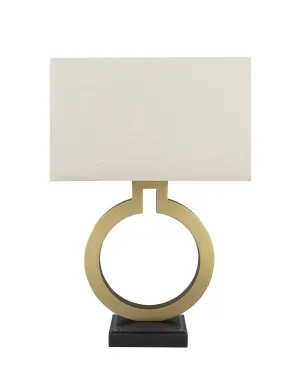 # 40202-11, 27" High Transitional Metal Table Lamp, Gold and Hardback Rectangular Shaped Lamp Shade in Khaki, 16" Wide