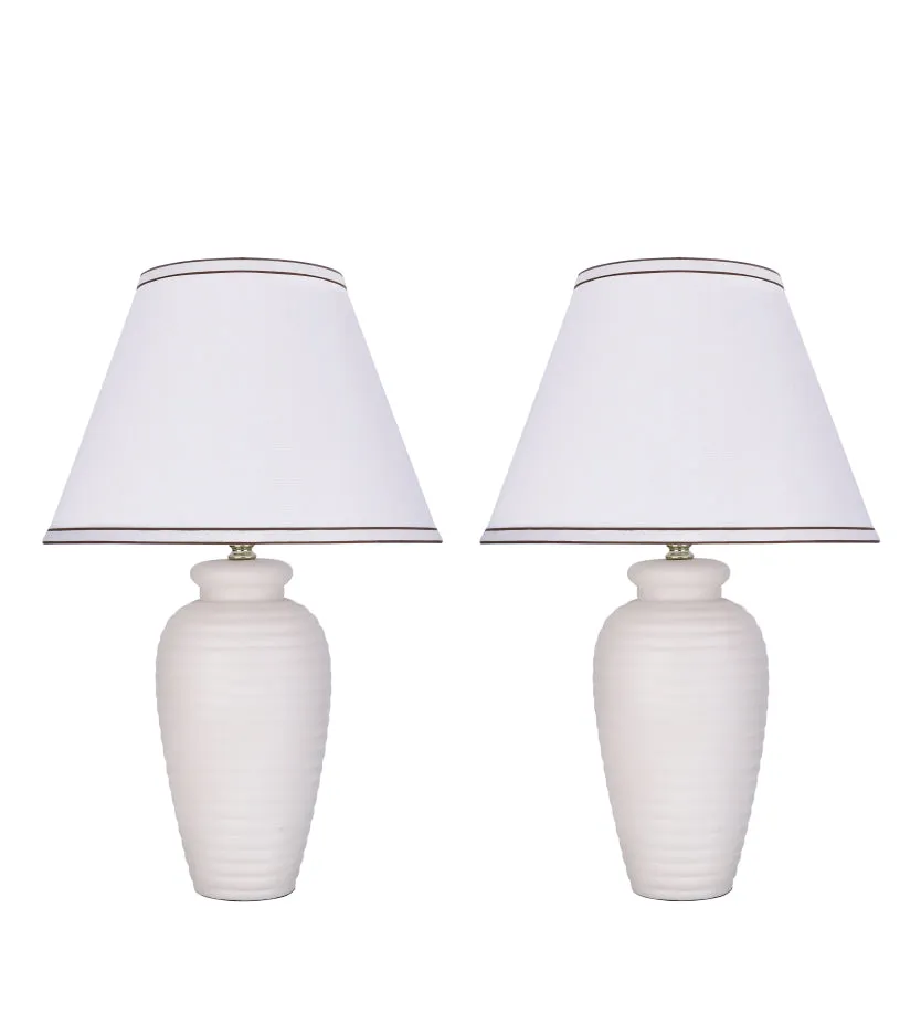 # 40210-12, Two Pack, 22" High Transitional Ceramic Table Lamp, Hardback Empire Shaped Lamp Shade in Off White, 14" Wide