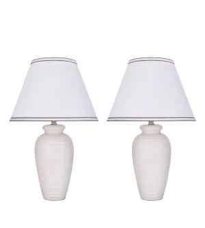 # 40210-12, Two Pack, 22" High Transitional Ceramic Table Lamp, Hardback Empire Shaped Lamp Shade in Off White, 14" Wide