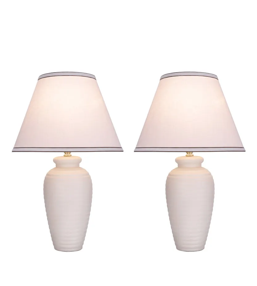 # 40210-12, Two Pack, 22" High Transitional Ceramic Table Lamp, Hardback Empire Shaped Lamp Shade in Off White, 14" Wide