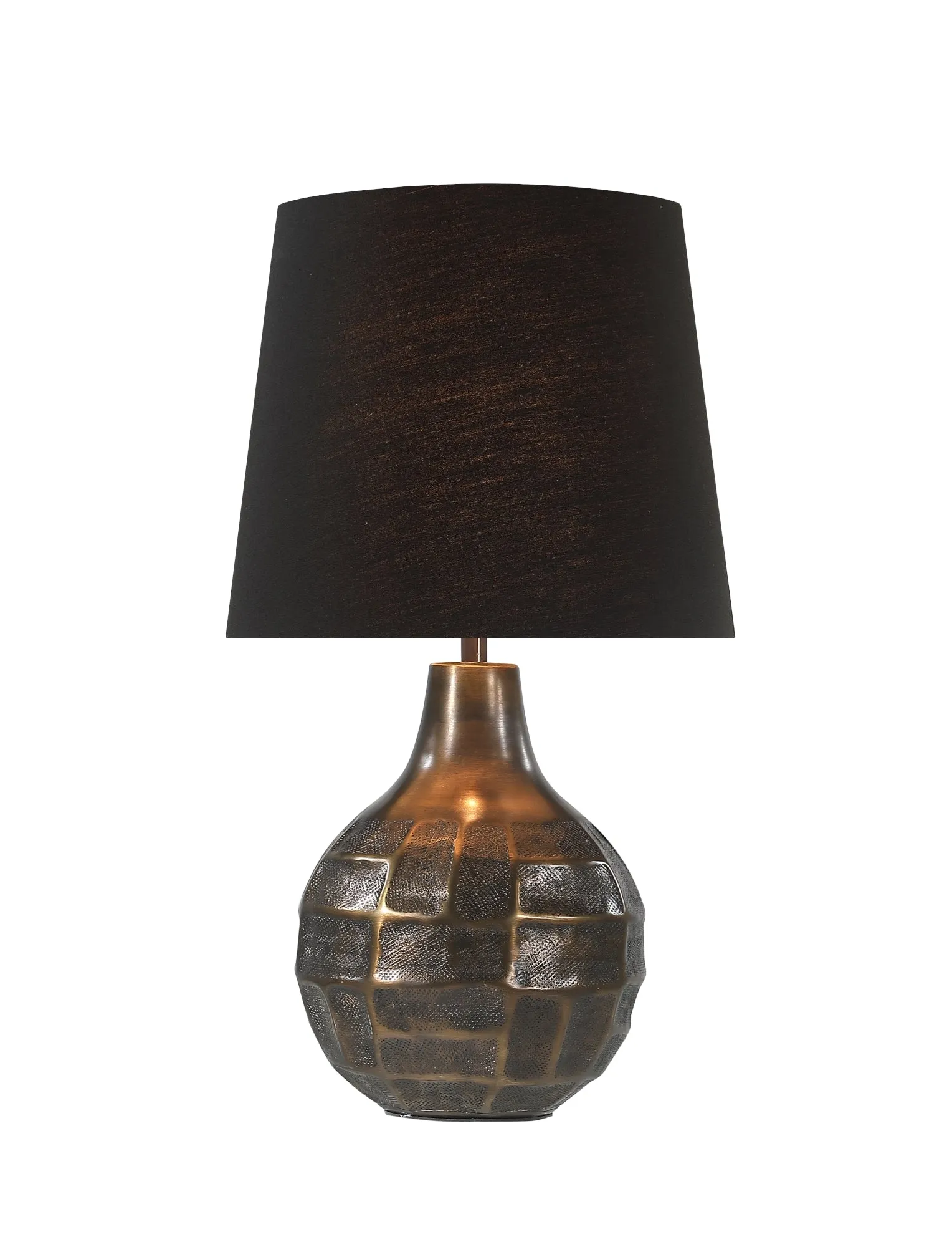 # 40213-11, 26" High Transitional Metal Table Lamp, Antique Brass Finish and Empire Shaped Lamp Shade in Black, 14" Wide