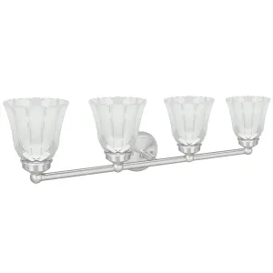 # 62173-1 Four-Light Metal Bathroom Vanity Wall Light Fixture, 30" Wide, Transitional Design in Satin Nickel