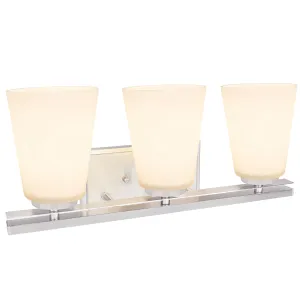 # 62216 Three-Light Metal Bathroom Vanity Wall Light Fixture, 18-1/2" Wide, Transitional Design in Brushed Nickel