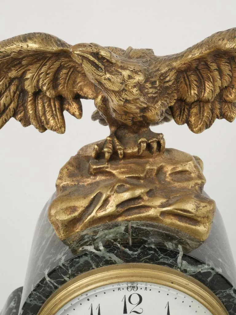 19th Century Marble Mantel Clock w/ Bronze Eagle 15¼"