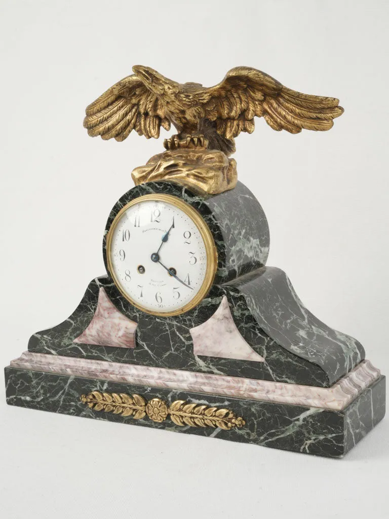 19th Century Marble Mantel Clock w/ Bronze Eagle 15¼"