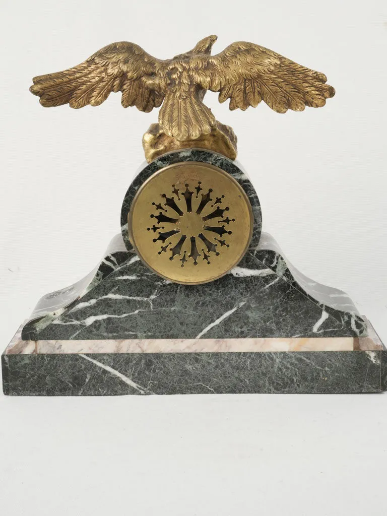 19th Century Marble Mantel Clock w/ Bronze Eagle 15¼"