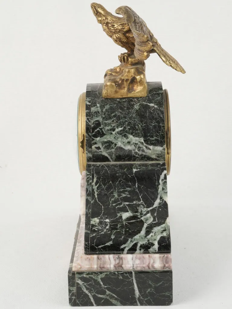 19th Century Marble Mantel Clock w/ Bronze Eagle 15¼"