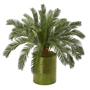 29” Cycas Artificial Plant in Metal Planter