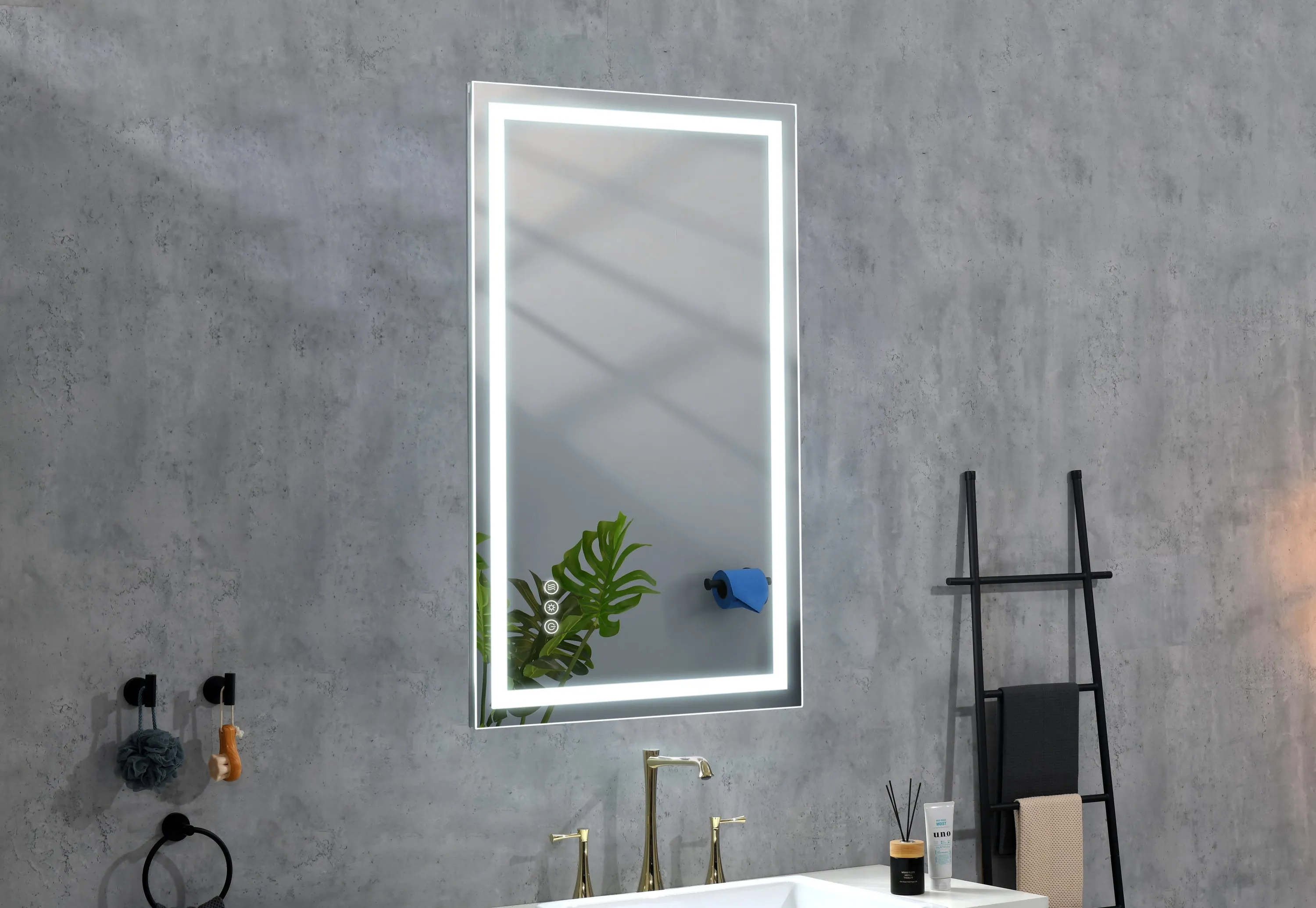 36*28LED Lighted Bathroom Wall Mounted Mirror with High Lumen Anti-Fog Separately Control Dimmer Function