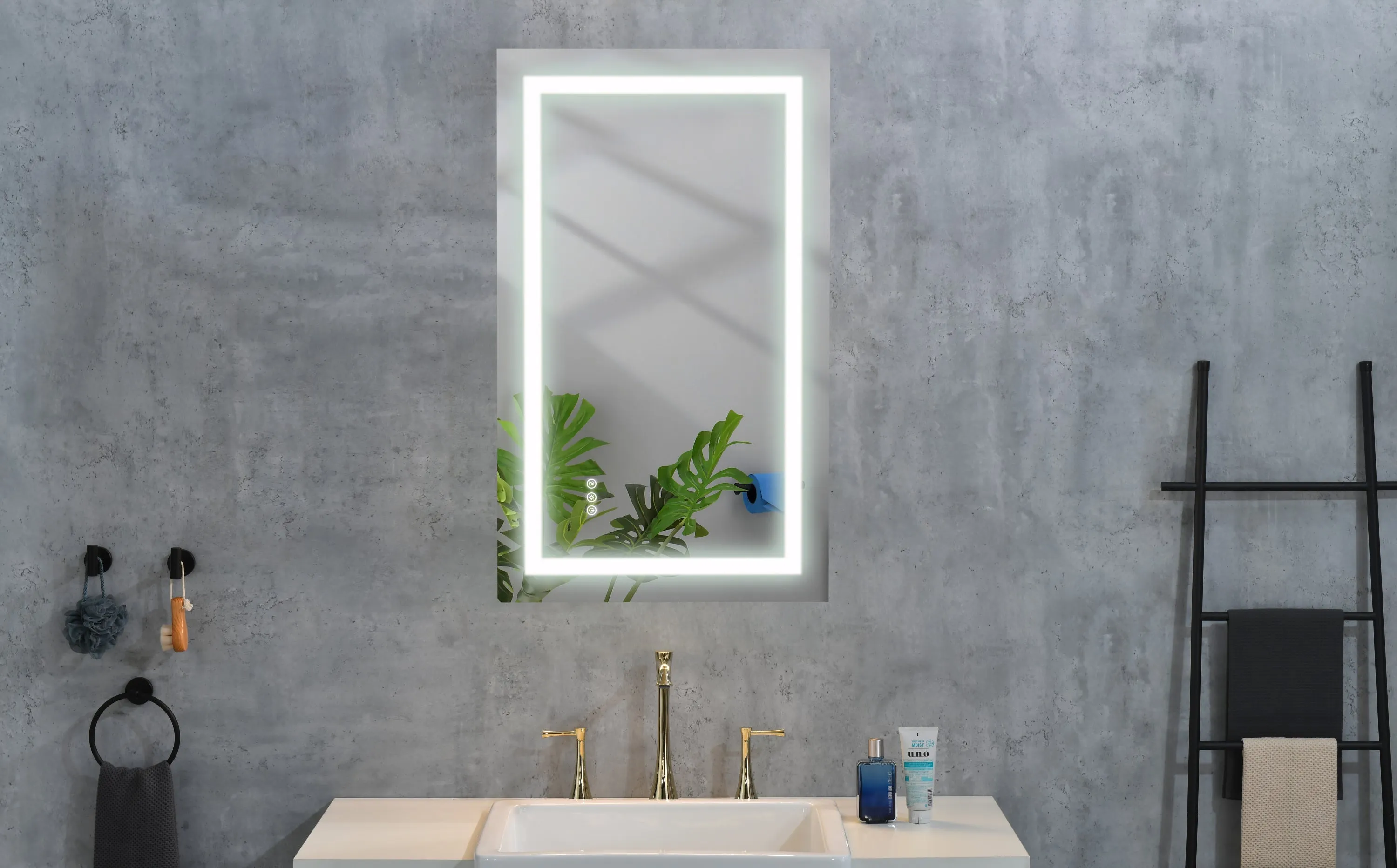 36*28LED Lighted Bathroom Wall Mounted Mirror with High Lumen Anti-Fog Separately Control Dimmer Function