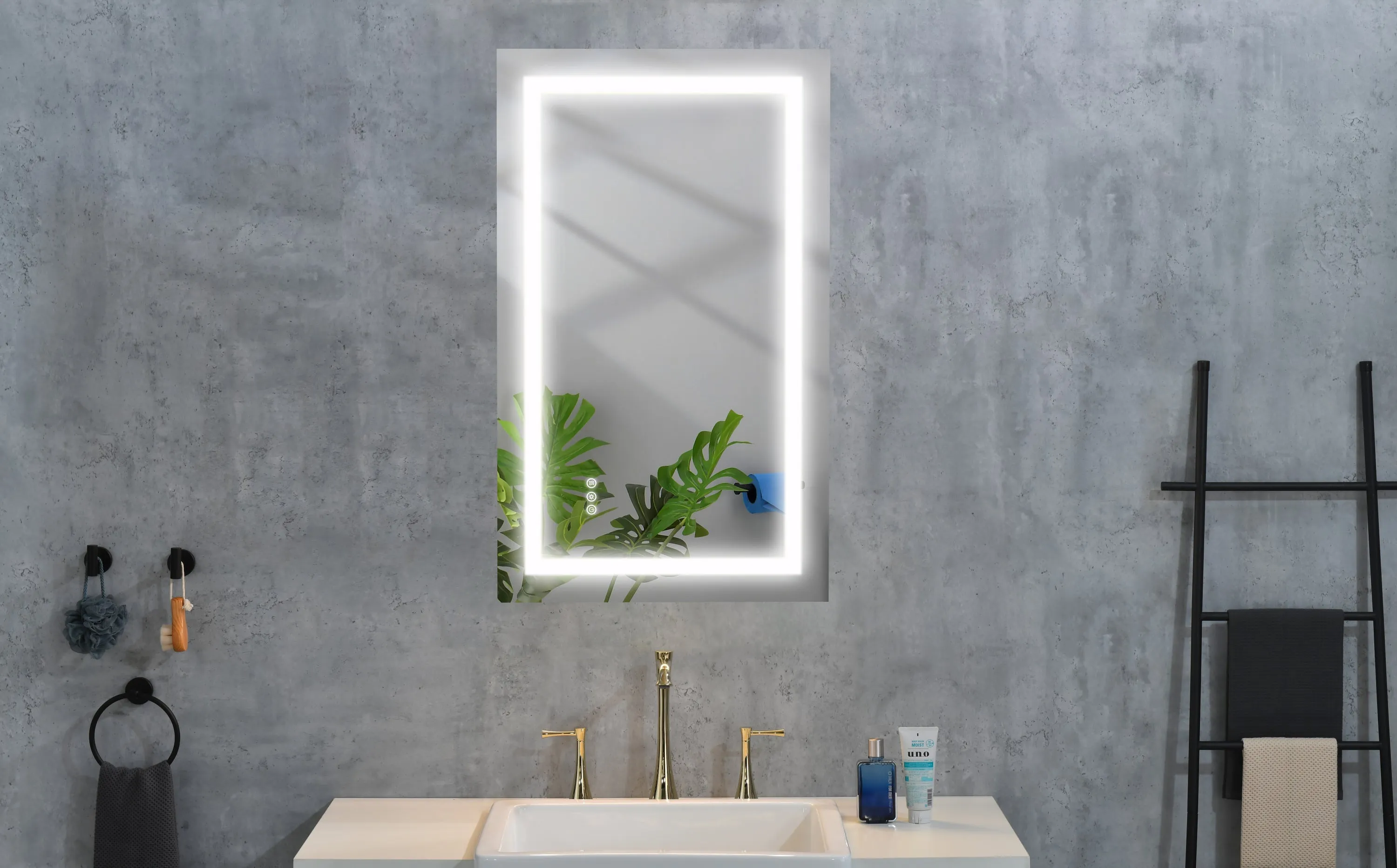 36*28LED Lighted Bathroom Wall Mounted Mirror with High Lumen Anti-Fog Separately Control Dimmer Function