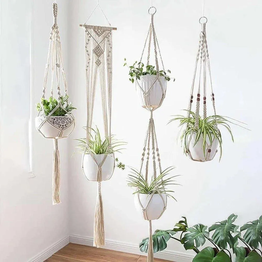 4 Pcs Set Handwoven Macrame Planters