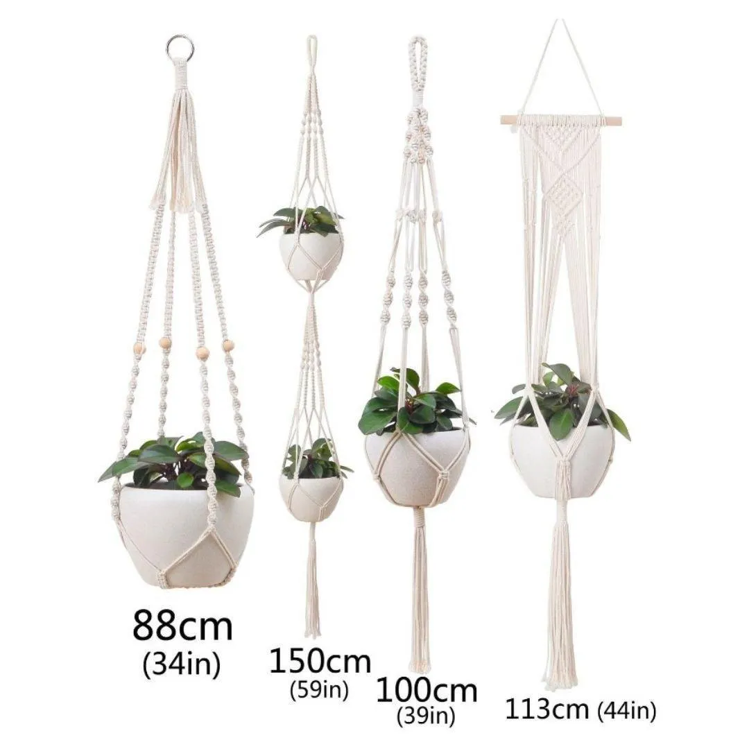 4 Pcs Set Handwoven Macrame Planters