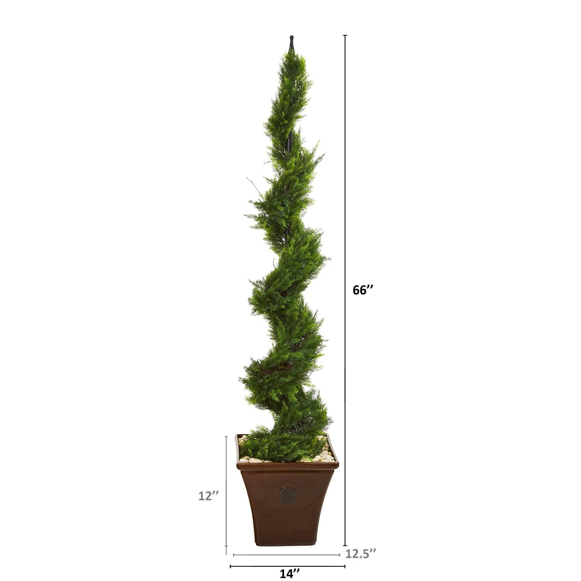 5.5’ Cypress Artificial Spiral Tree in Brown Planter