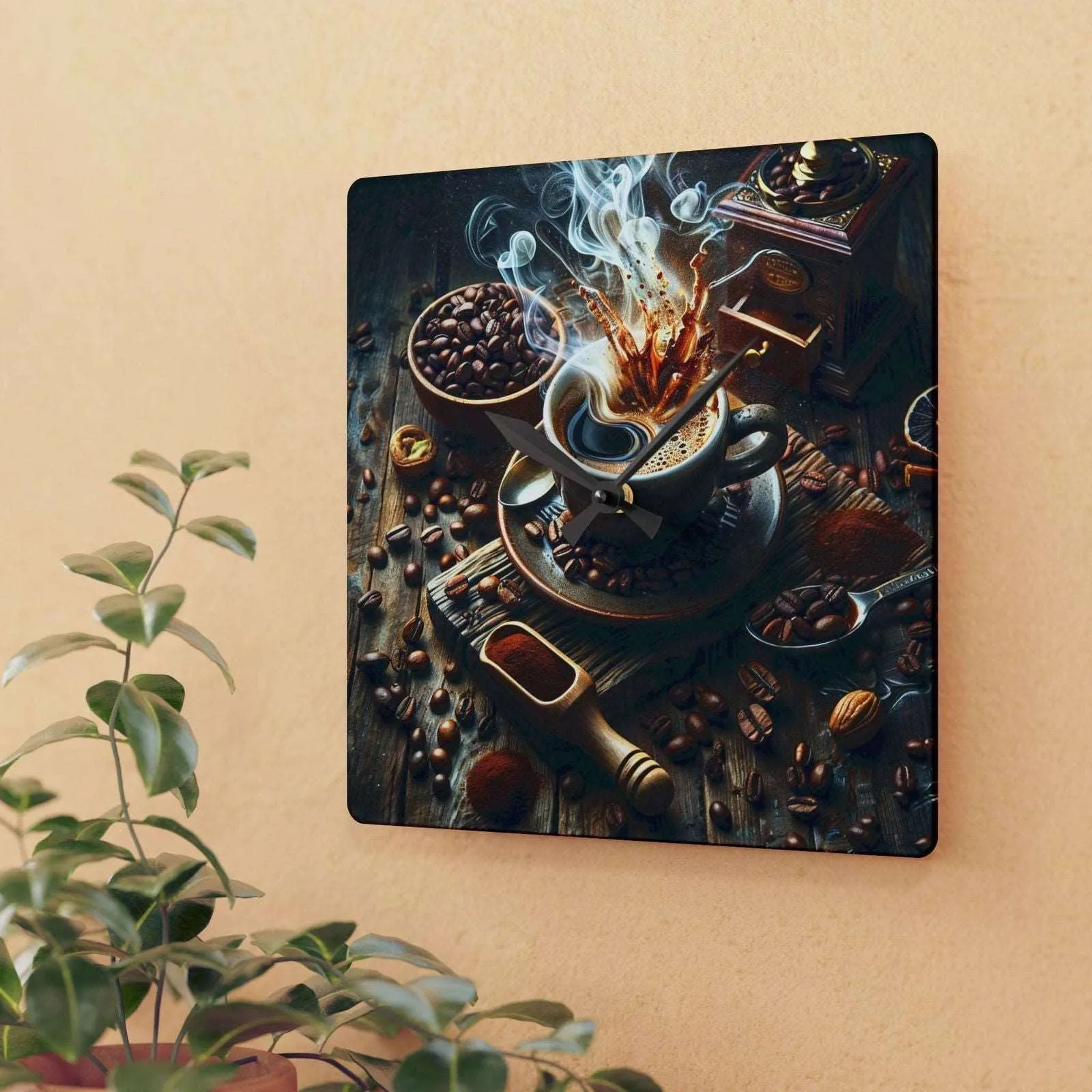 Acrylic Wall Clock – A Statement in Abstract Coffee Art