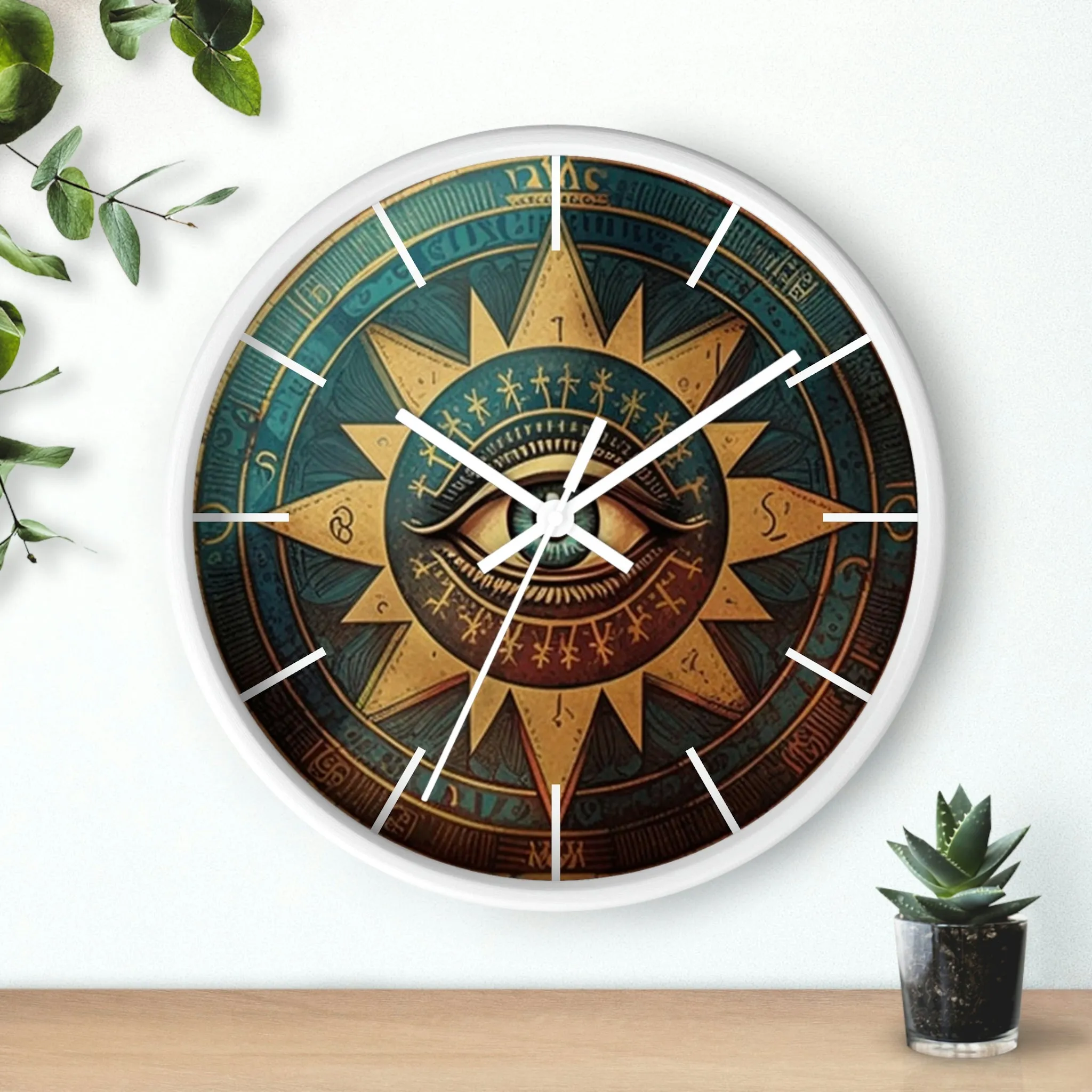 All Seeing Eye Masonic Wall Clock w/ lines