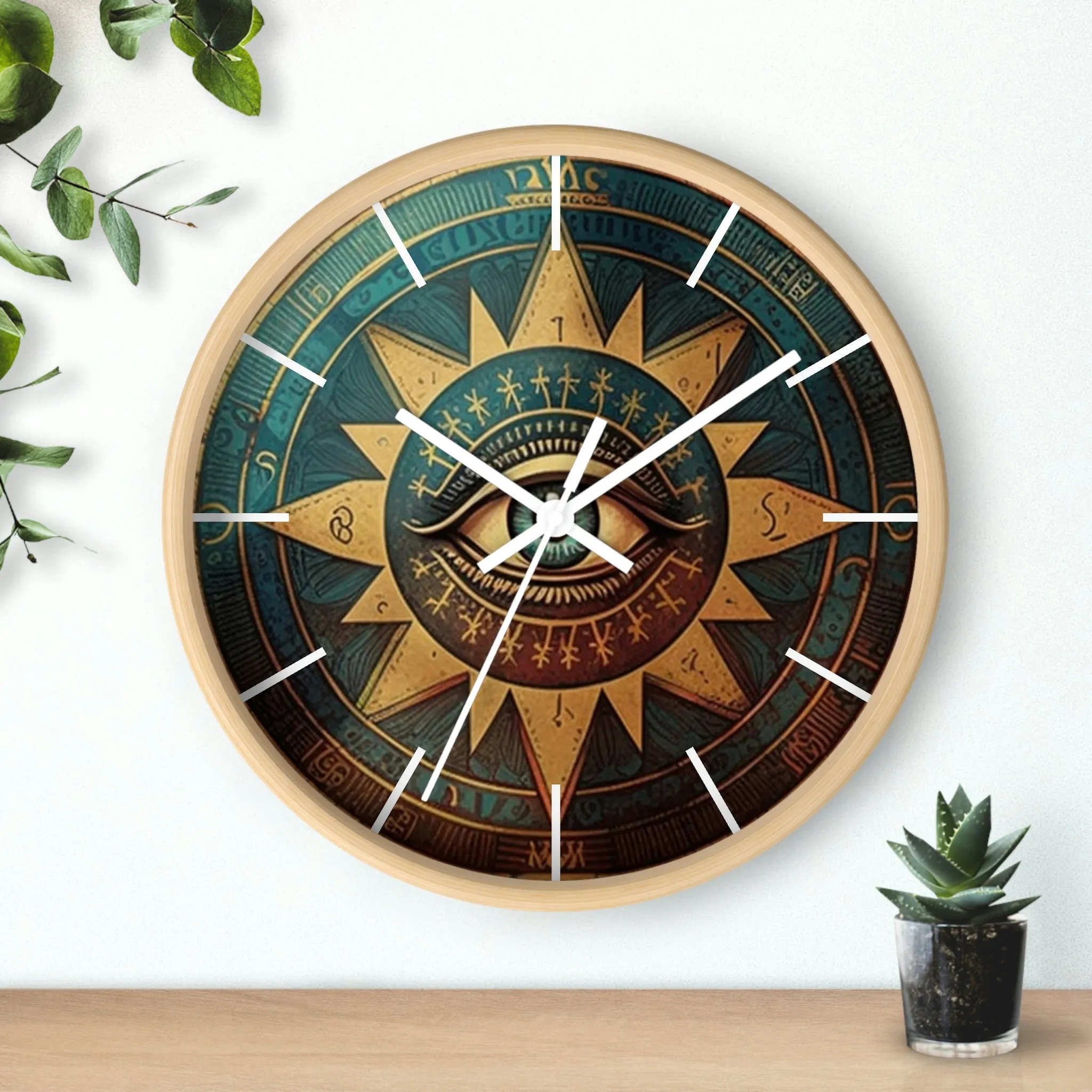 All Seeing Eye Masonic Wall Clock w/ lines