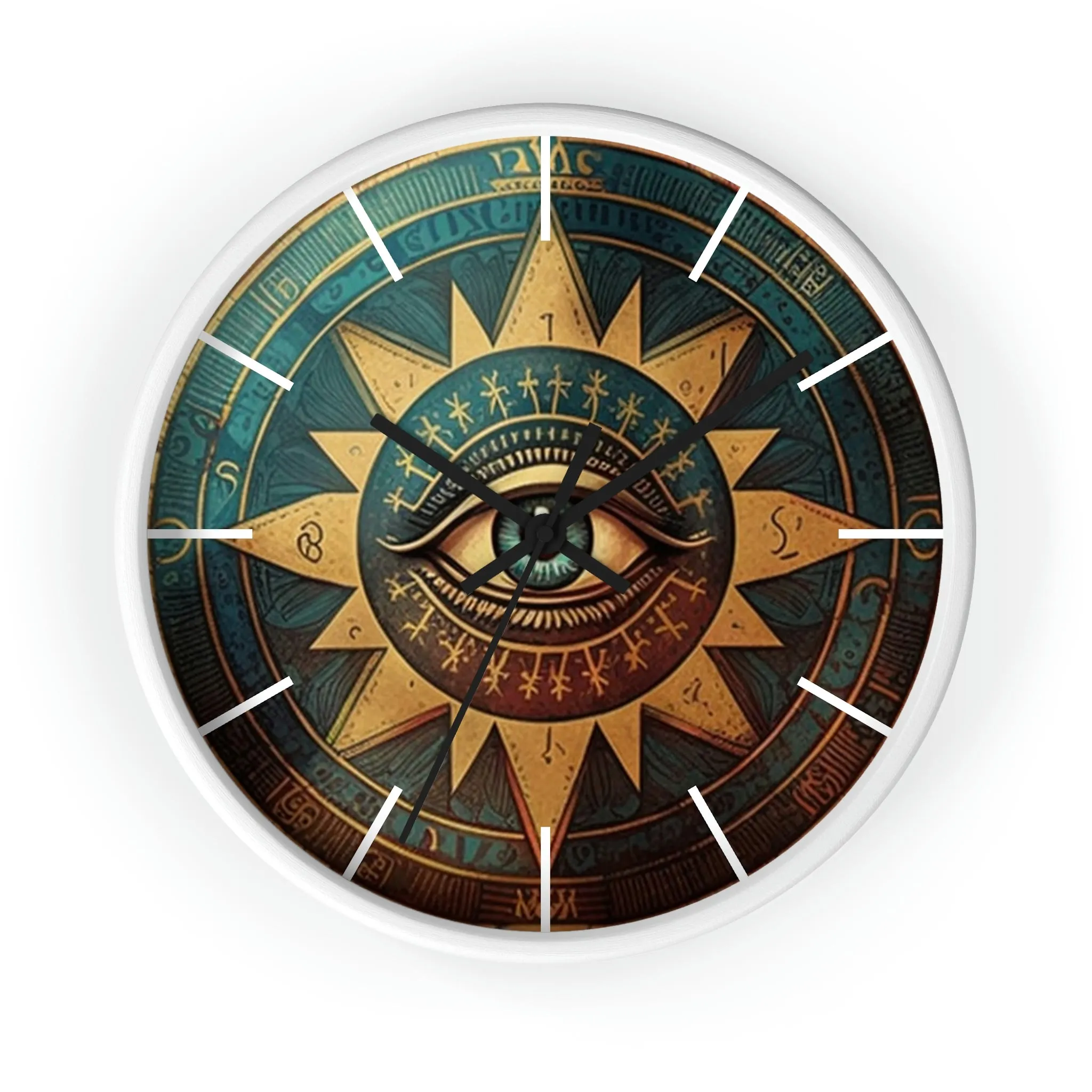 All Seeing Eye Masonic Wall Clock w/ lines