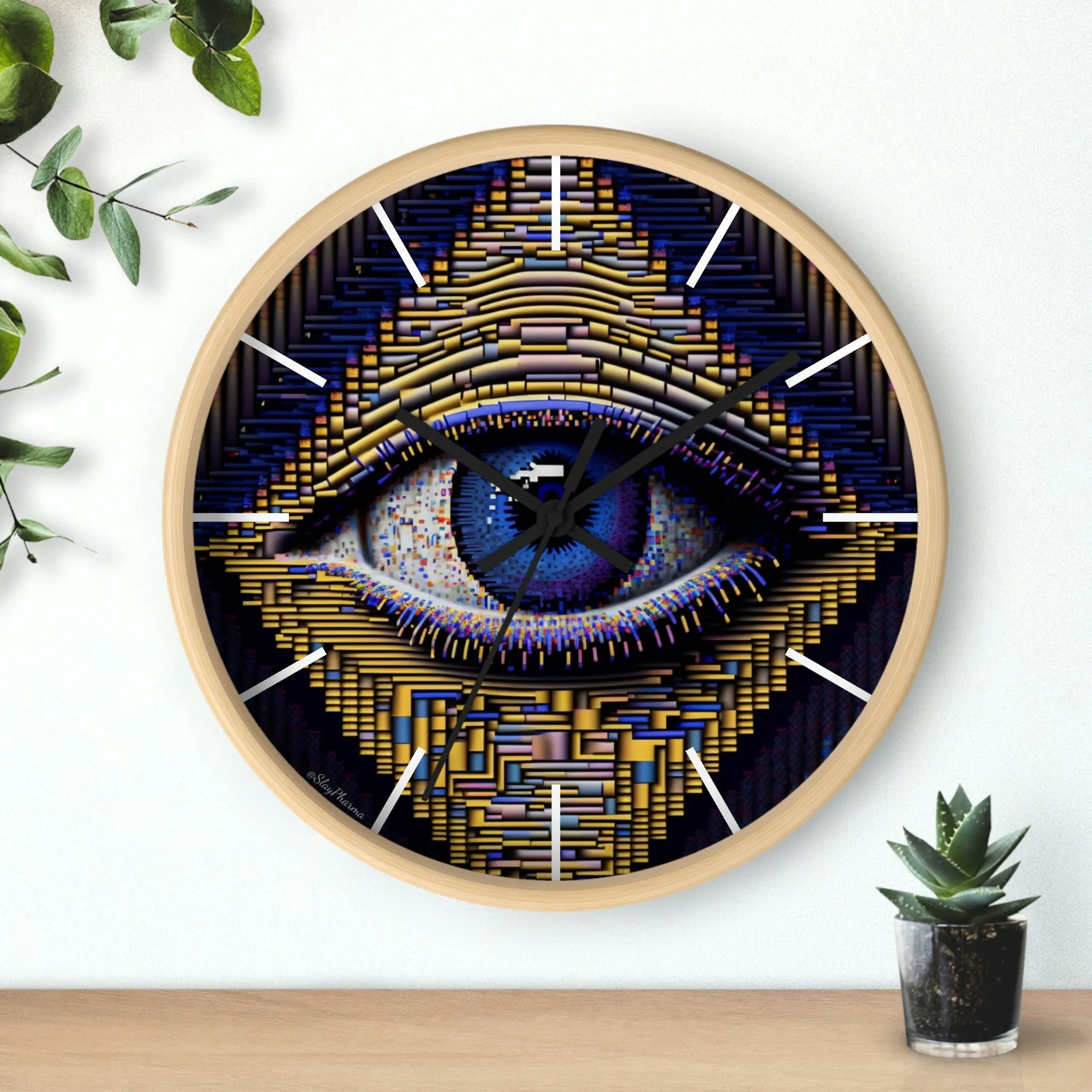 All Seeing Eye Wall Clock #4 w/ lines