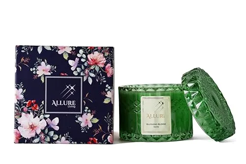 Allure Living Blushing Bloom Vanilla Candles | 2 Wick Candle |Up to 30 Hours Burning Time | Natural Soy Wax | Aromatherapy Aesthetic Scented Candle |Pack of 4