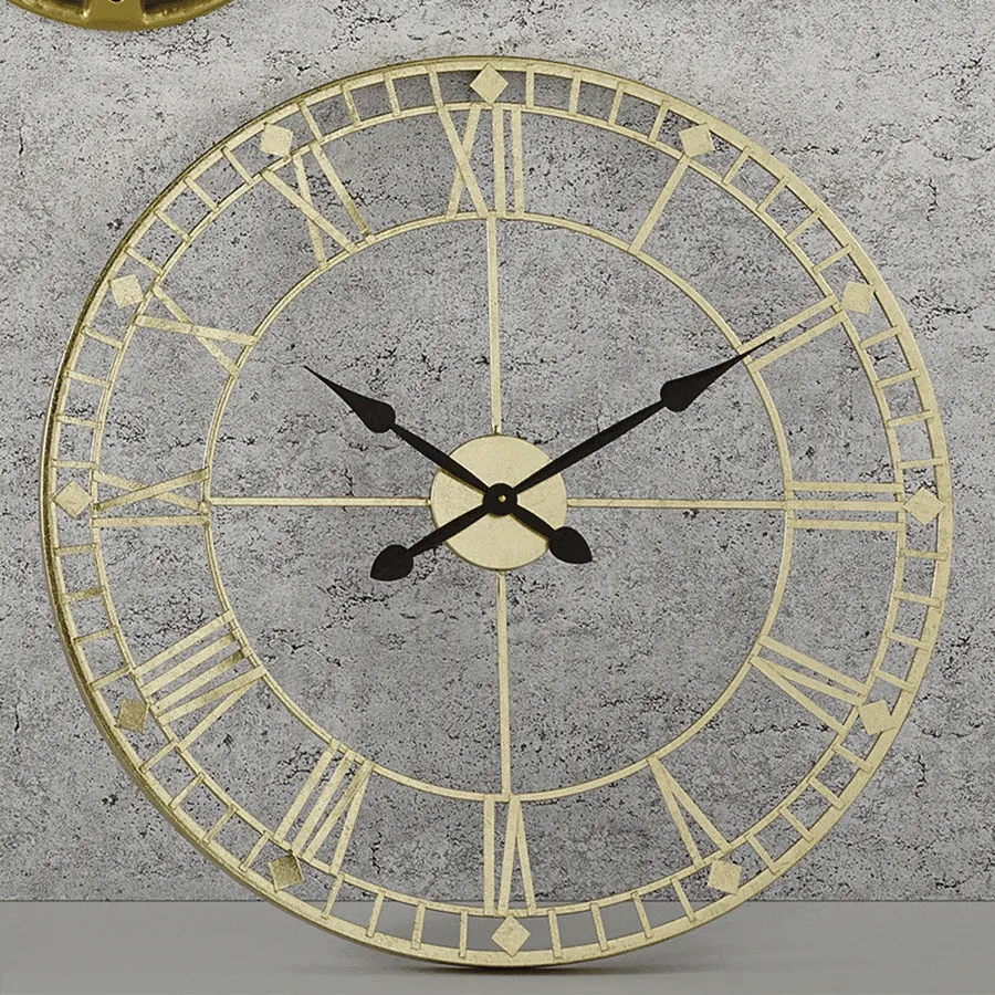 Antique Gold Skeleton Wall Clock 75-166