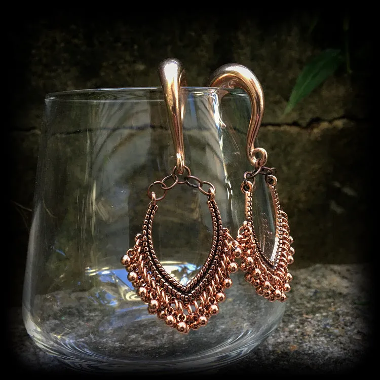 Aphrodite gauged earrings-Boho gypsy ear hangers