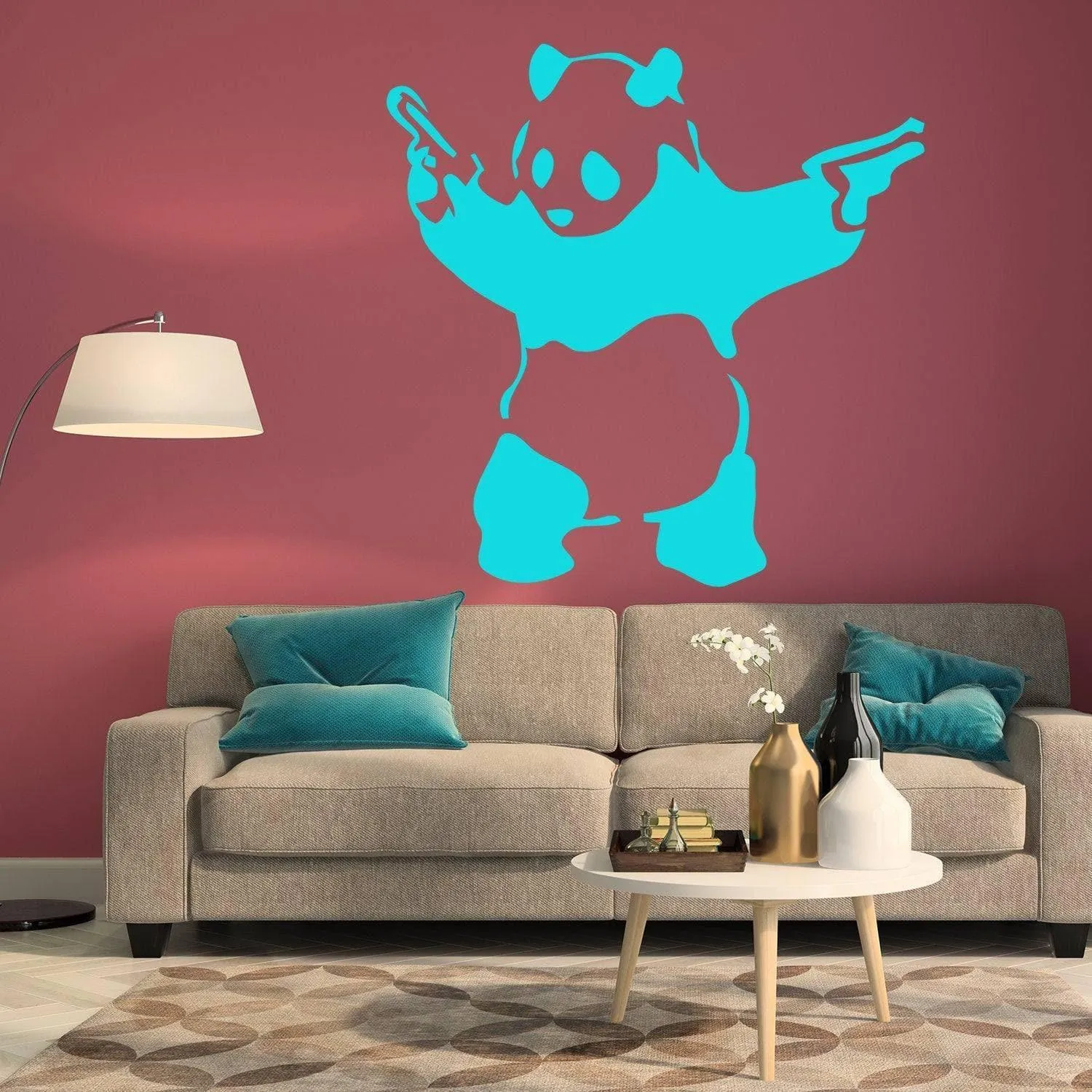 Artistic Urban Bear with Gun Wall Decal - Modern Interior Design Element