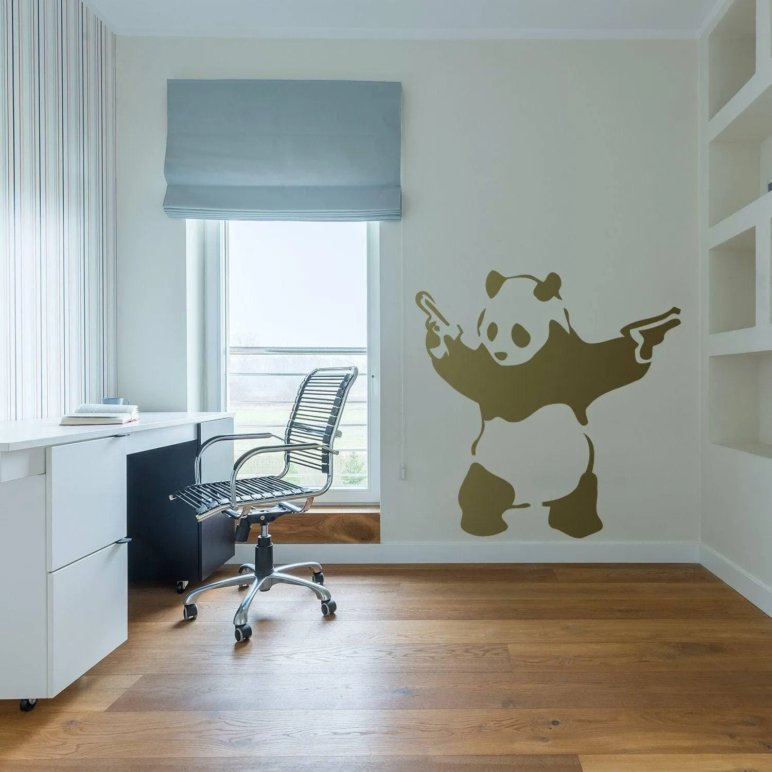 Artistic Urban Bear with Gun Wall Decal - Modern Interior Design Element