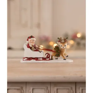 Bethany Lowe 2022 Lil Reindeer Ride Figurine.