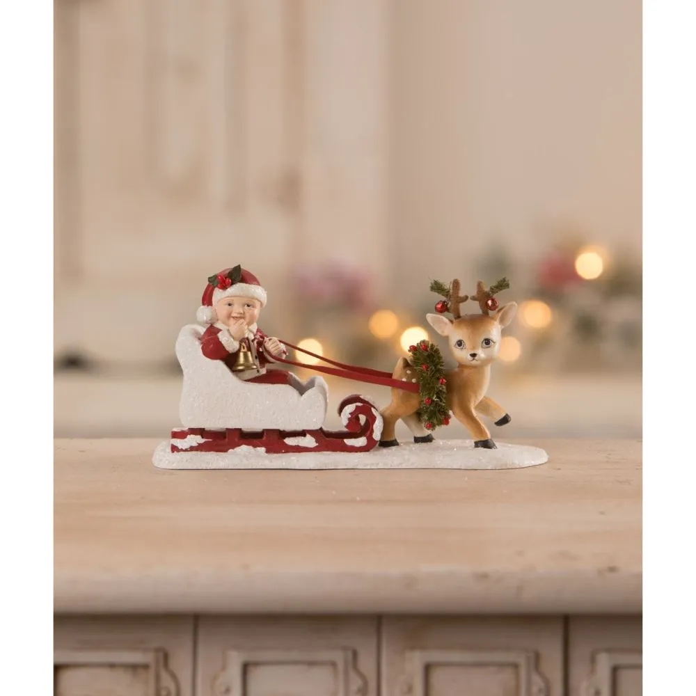 Bethany Lowe 2022 Lil Reindeer Ride Figurine.