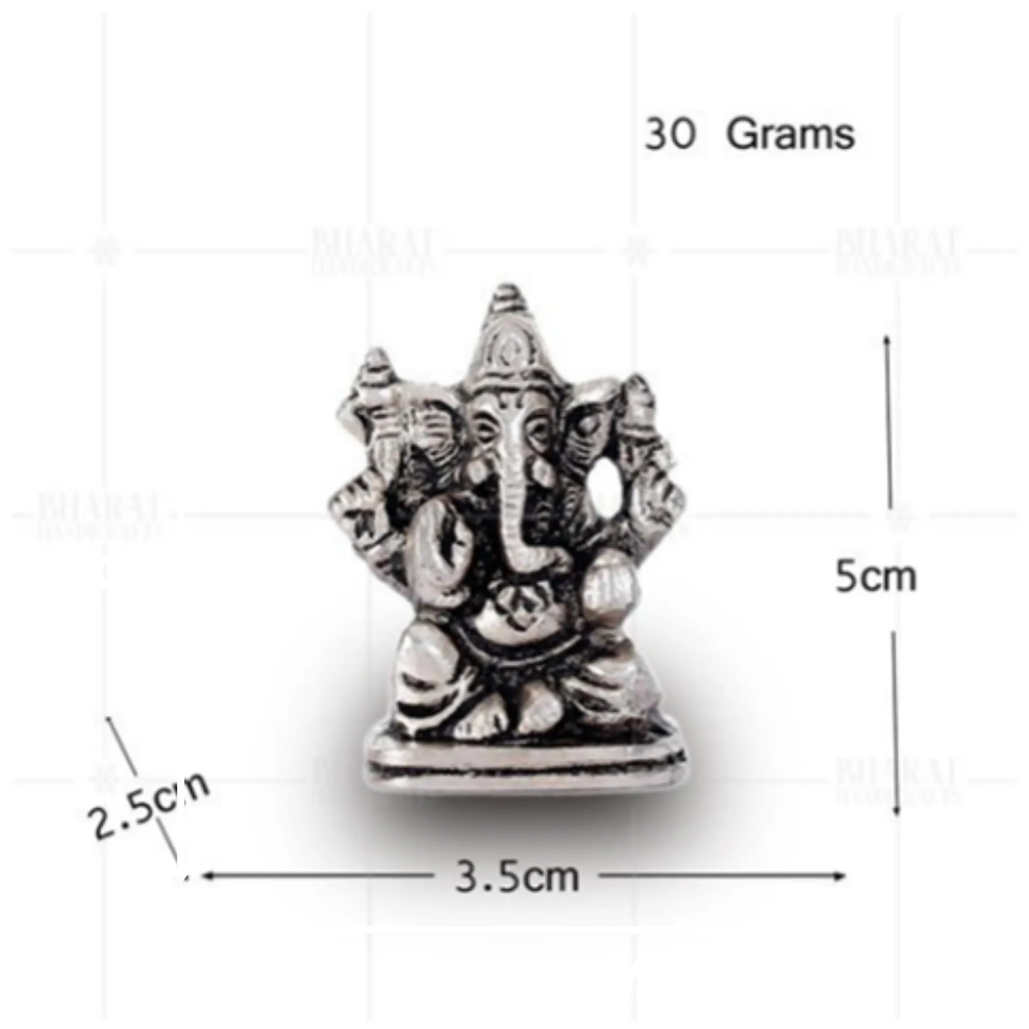 Bhumatha Metal Ganesh Idol for Diwali Decoration Item - Ganesha for Car Dashboard Small Ganpati Statue Figurine Murti for Home Office, Tabledesk Diwali Gift Items (Silver 5 CM Height) (Set of 1)