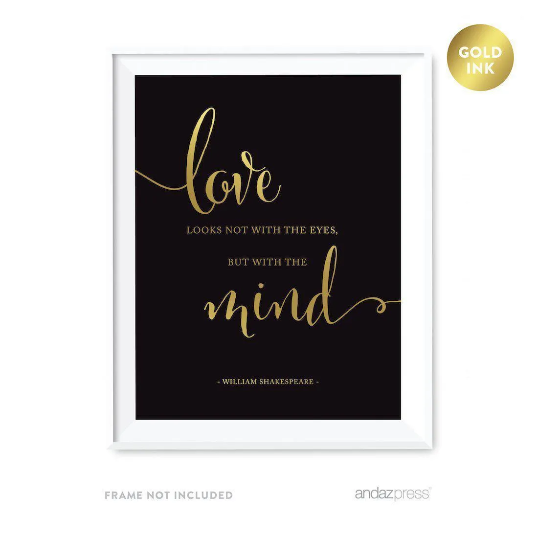 Black and Metallic Gold Wedding Love Quotes Wall Art Print