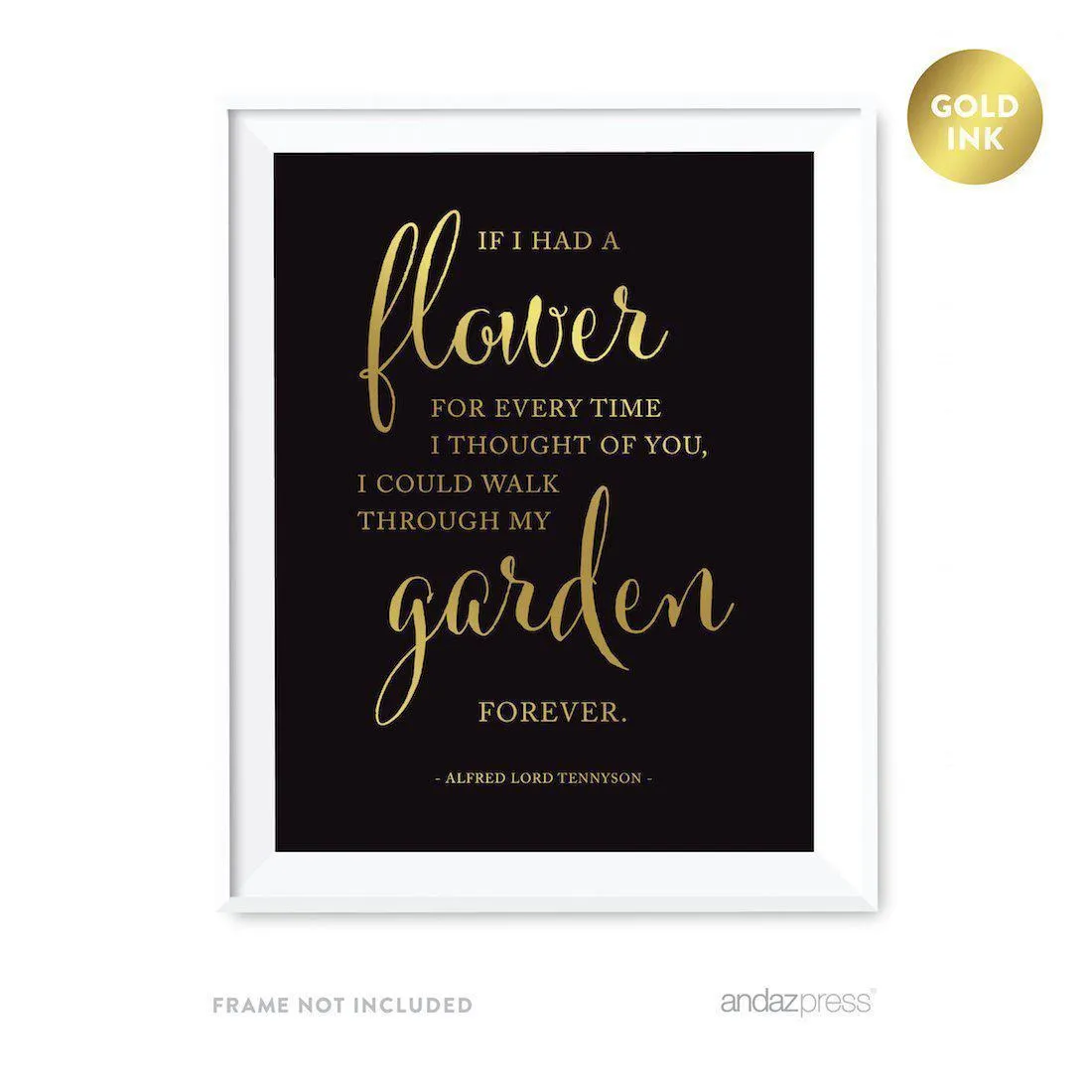 Black and Metallic Gold Wedding Love Quotes Wall Art Print