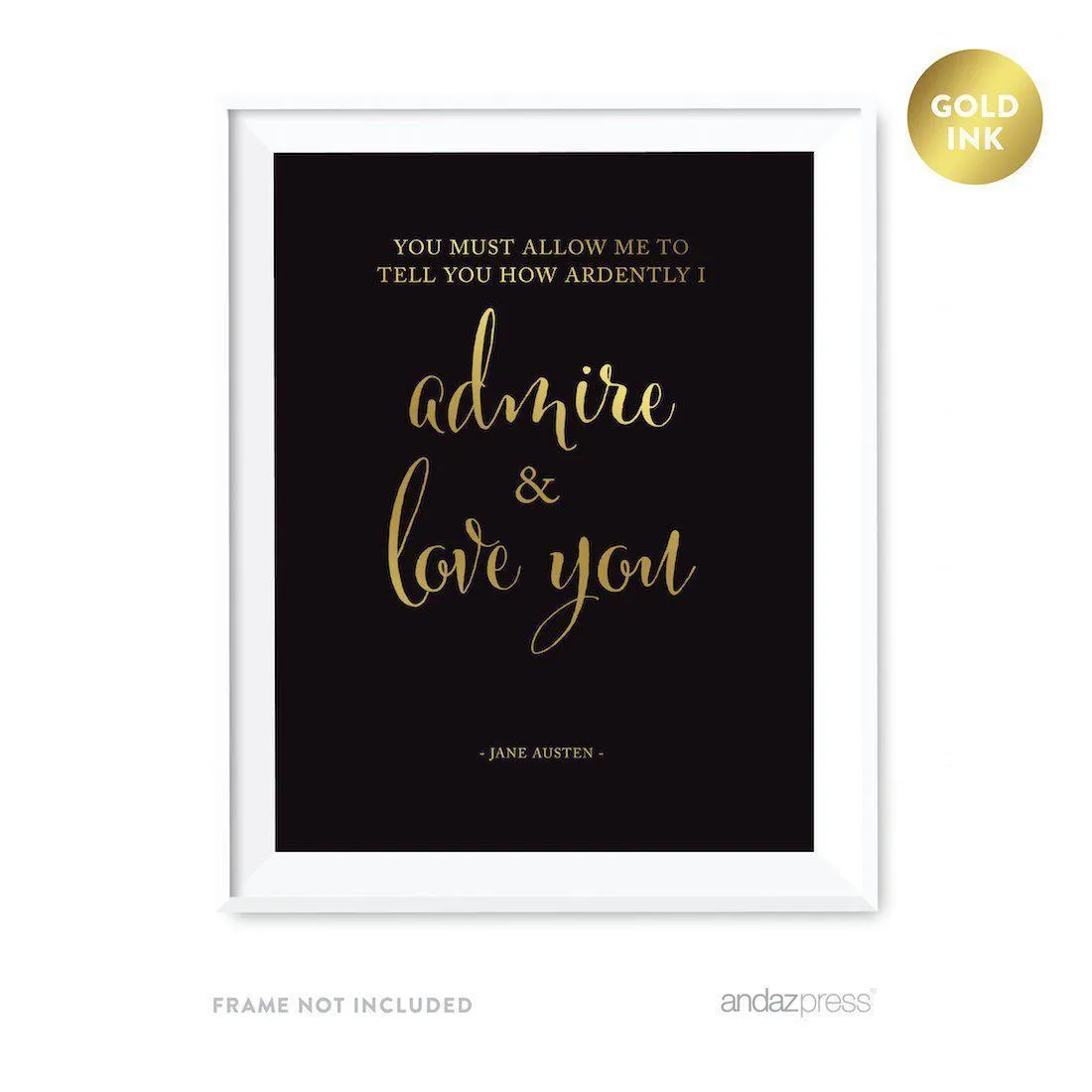 Black and Metallic Gold Wedding Love Quotes Wall Art Print