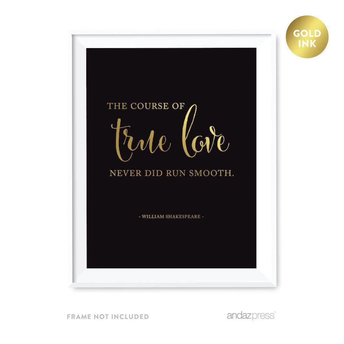 Black and Metallic Gold Wedding Love Quotes Wall Art Print