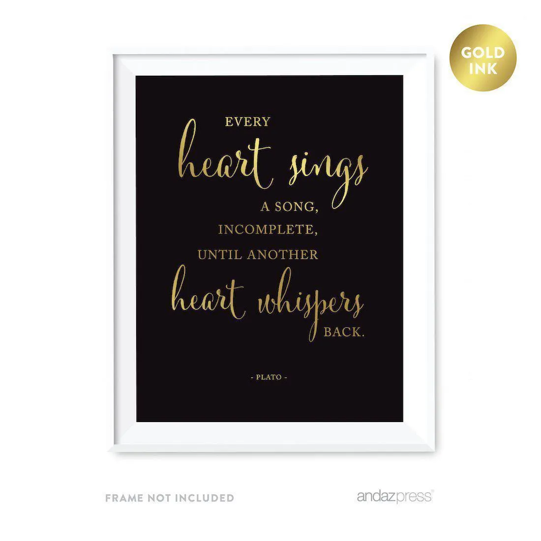 Black and Metallic Gold Wedding Love Quotes Wall Art Print