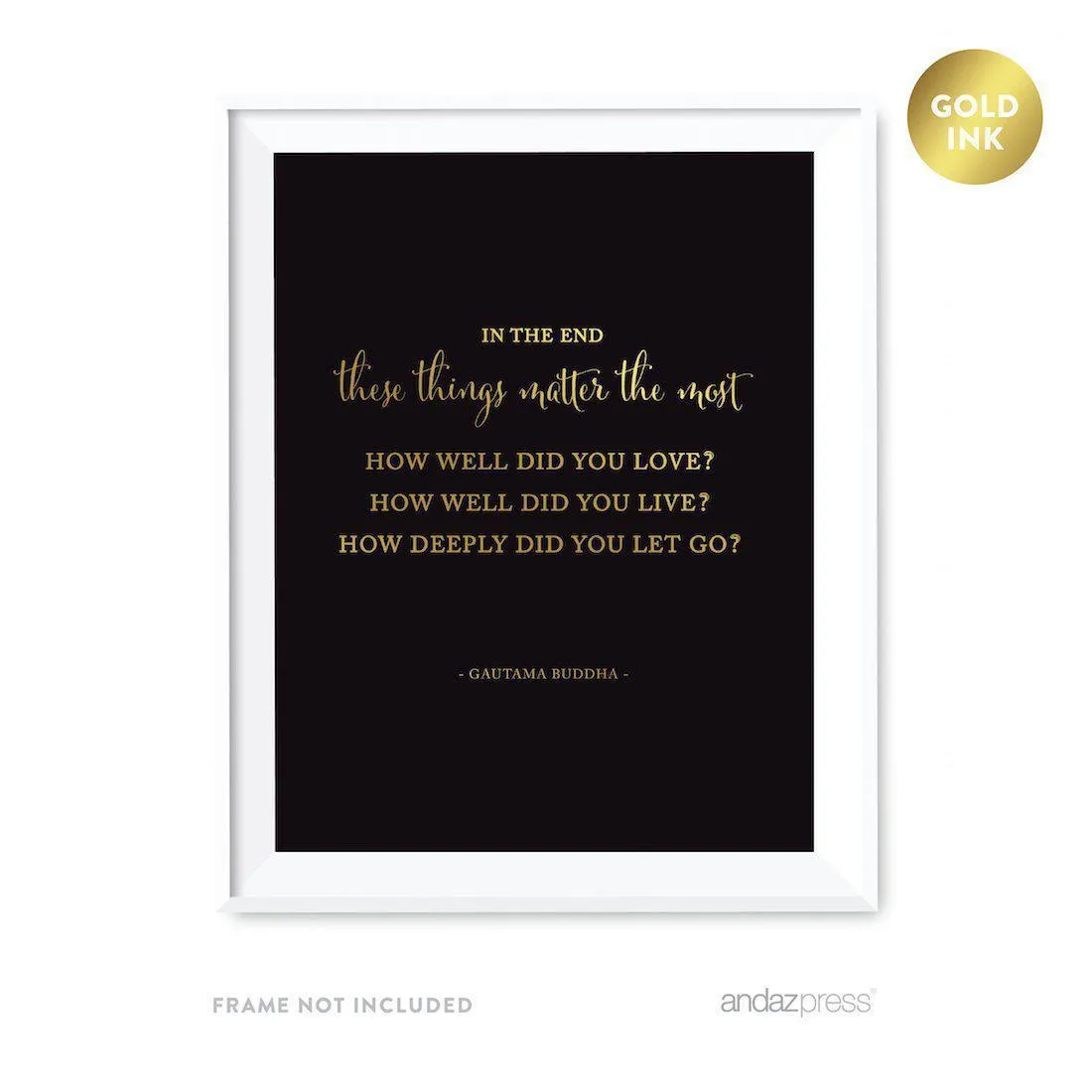 Black and Metallic Gold Wedding Love Quotes Wall Art Print