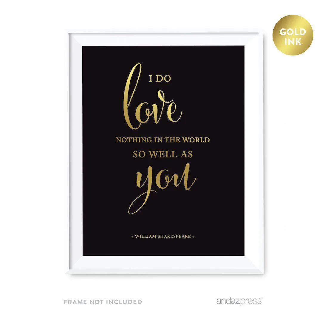 Black and Metallic Gold Wedding Love Quotes Wall Art Print