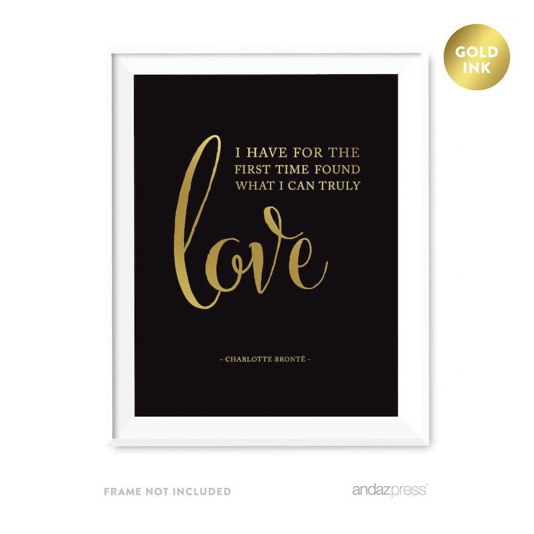 Black and Metallic Gold Wedding Love Quotes Wall Art Print