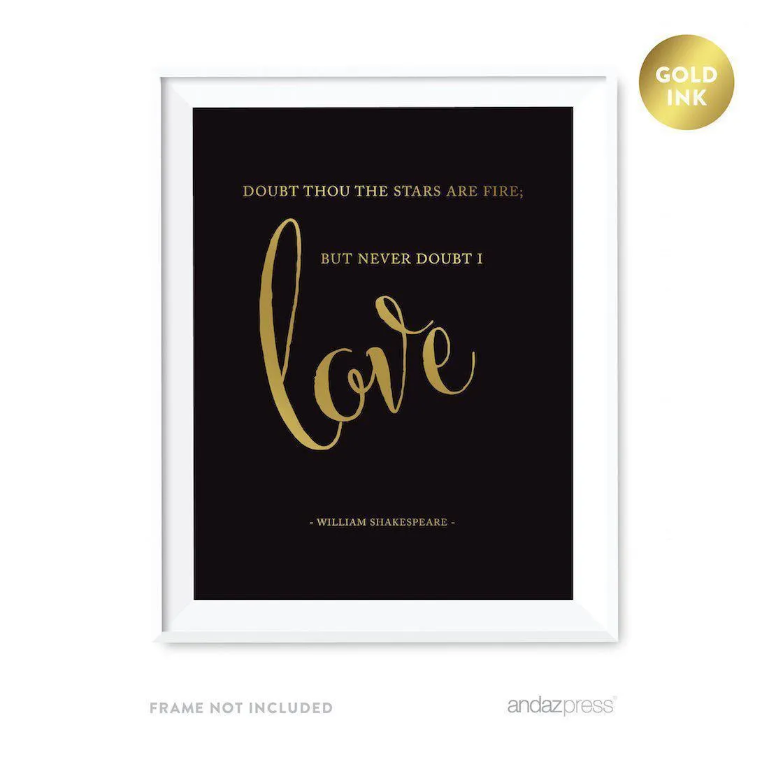 Black and Metallic Gold Wedding Love Quotes Wall Art Print