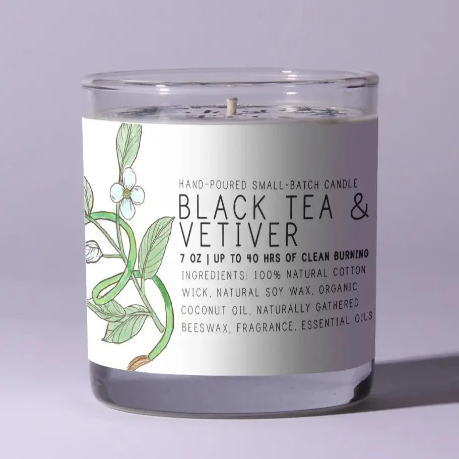 Black Tea Vetiver 7oz Just Bee Candle